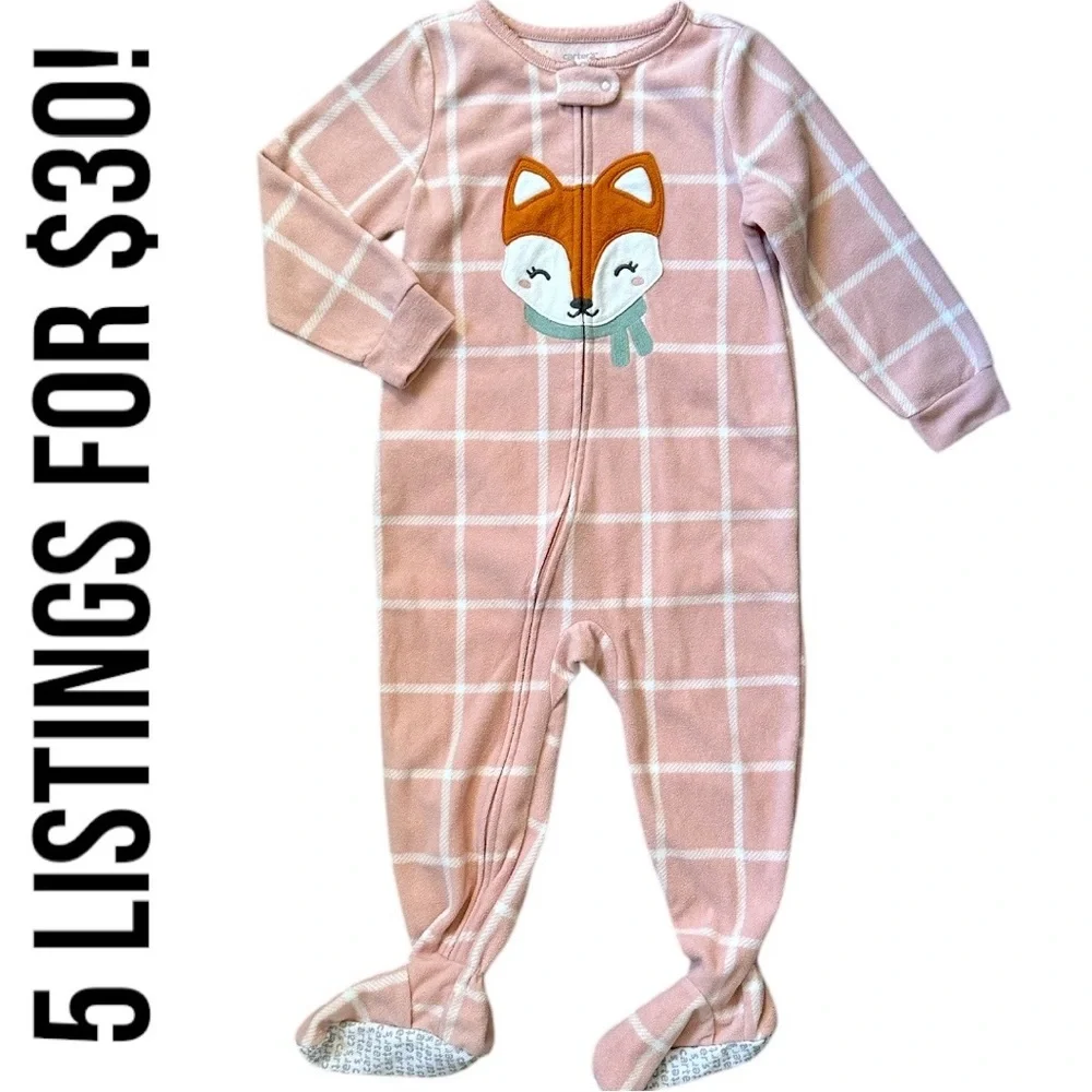 Carter’s 2T Girl Full Zip Footie Fox Pajamas Cozy toddler Excellent condition